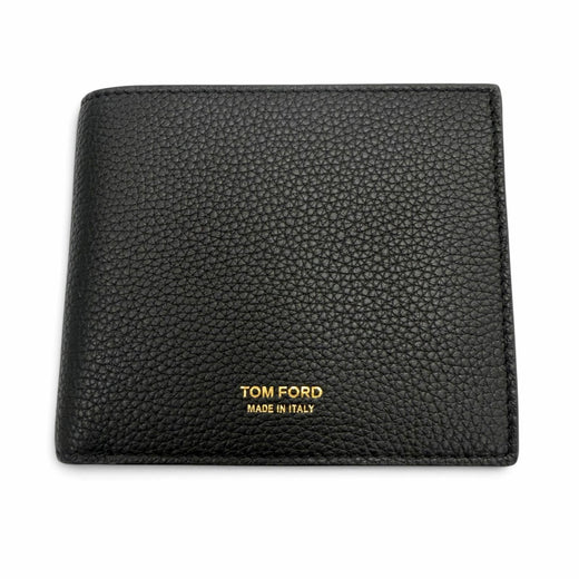 Excellent TOM FORD Bifold Wallet T LINE CLASSIC BIFOLD COIN WALLET black leather