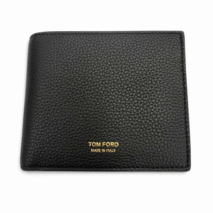 Excellent TOM FORD Bifold Wallet T LINE CLASSIC BIFOLD COIN WALLET black leather