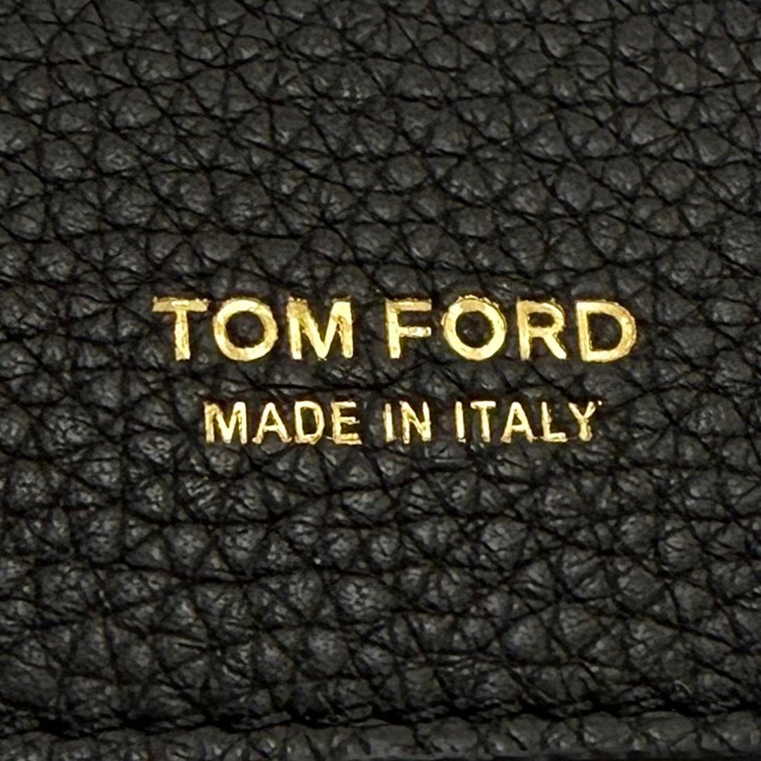 Excellent TOM FORD Bifold Wallet T LINE CLASSIC BIFOLD COIN WALLET black leather