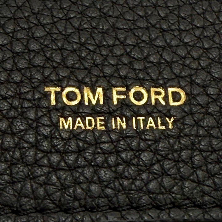 Excellent TOM FORD Bifold Wallet T LINE CLASSIC BIFOLD COIN WALLET black leather