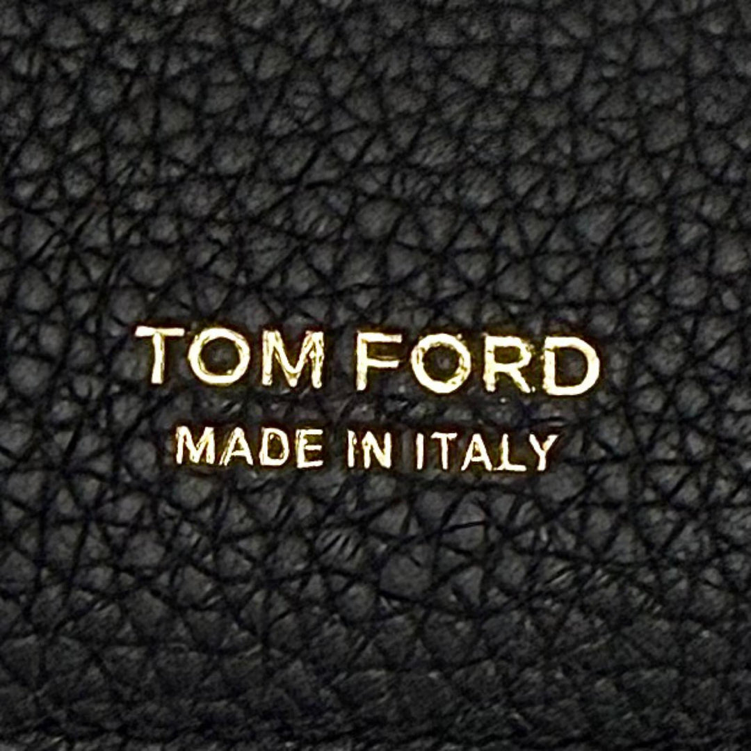 Excellent TOM FORD Bifold Wallet T LINE CLASSIC BIFOLD COIN WALLET black leather
