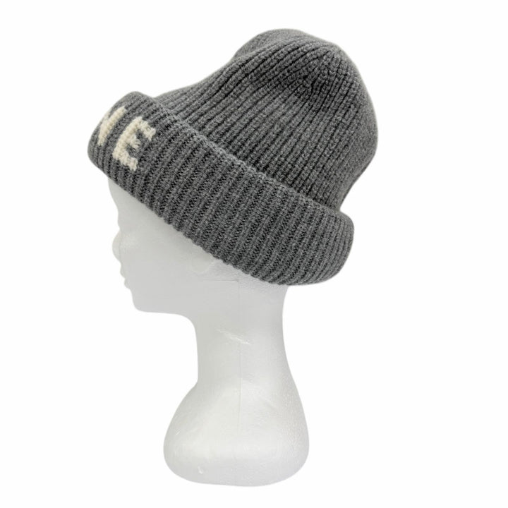 Great CELINE Knit cap logo beanie gray wool Women AA0H92193