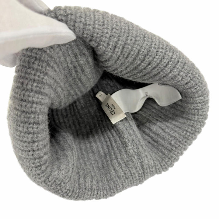 Great CELINE Knit cap logo beanie gray wool Women AA0H92193