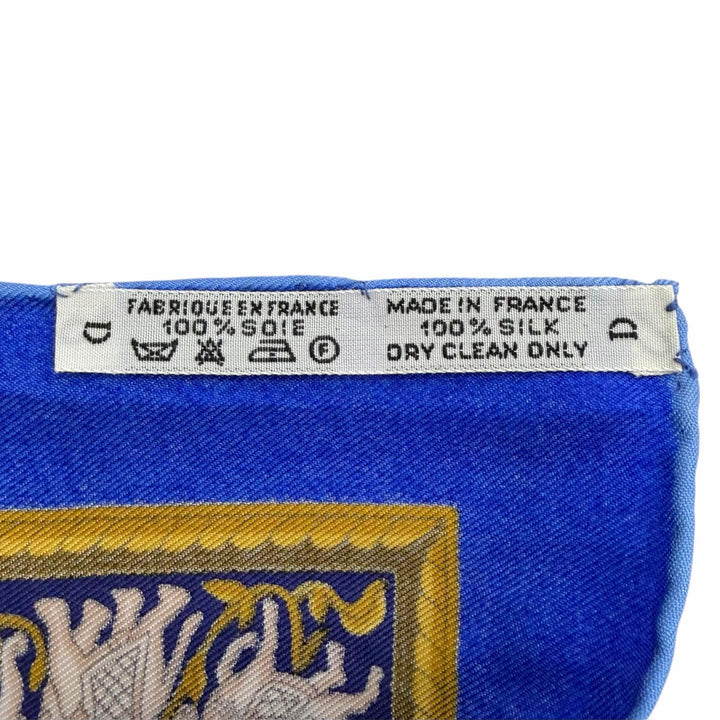 Pristine HERMES scarf CHASSE en INDE Hunting in India Calle 90 Blue Women