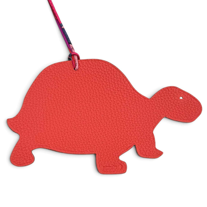 Great HERMES Bag charm Petit H GM turtle turtle Red leather Women