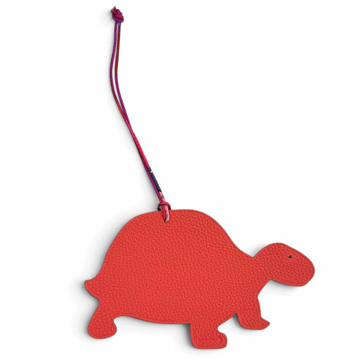 Great HERMES Bag charm Petit H GM turtle turtle Red leather Women