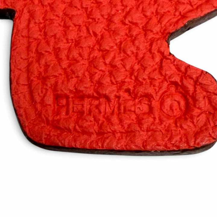 Great HERMES Bag charm Petit H GM turtle turtle Red leather Women