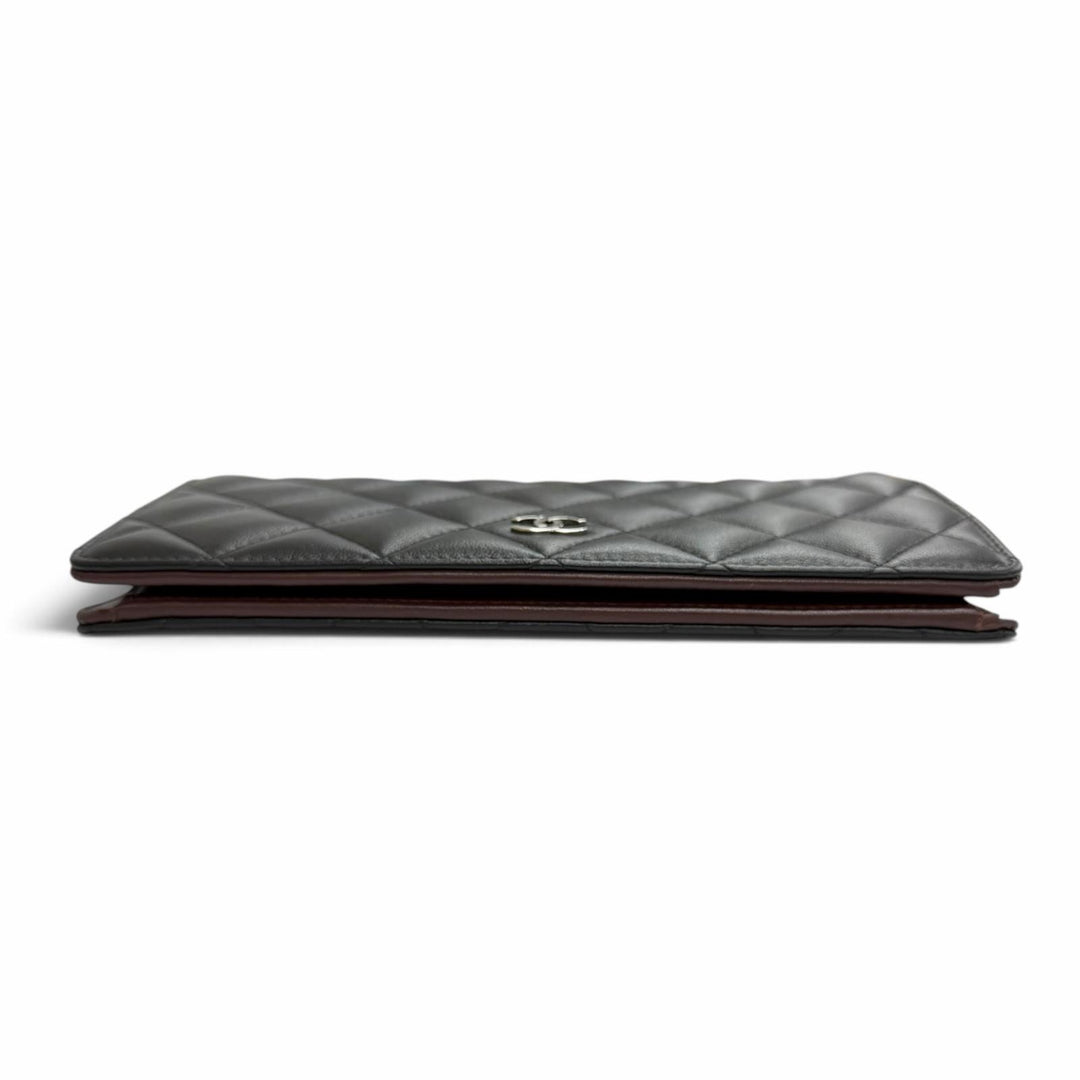 Great CHANEL COCO Mark Matelassé Timeless Classic Long Flap Wallet black A31509