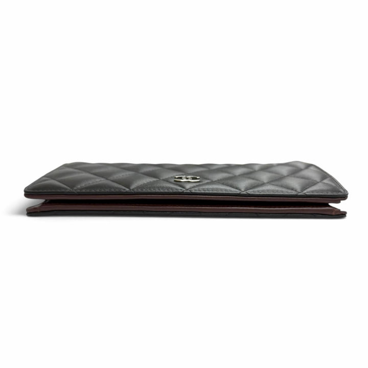 Great CHANEL COCO Mark Matelassé Timeless Classic Long Flap Wallet black A31509