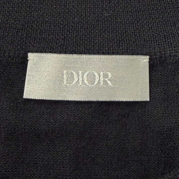 Great DIOR sweater CD logo embroidered knit black cashmere mens XL 513M648A0000