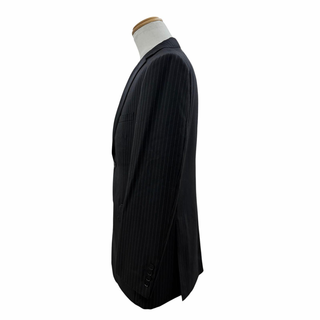 Excellent BURBERRY BLACK LABEL suit Stripe Pattern 3-Piece Set black wool mens L