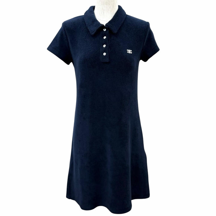 Excellent CELINE Triomphe embroidered mini polo dress cotton XS RR0E50A80