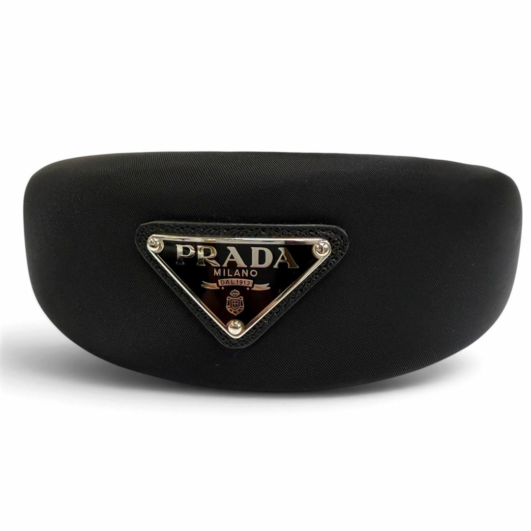 Great PRADA Katyusha Tessuto Triangle Hair Accessory with Logo black 1IH016