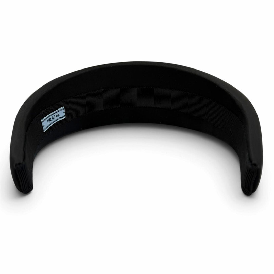 Great PRADA Katyusha Tessuto Triangle Hair Accessory with Logo black 1IH016