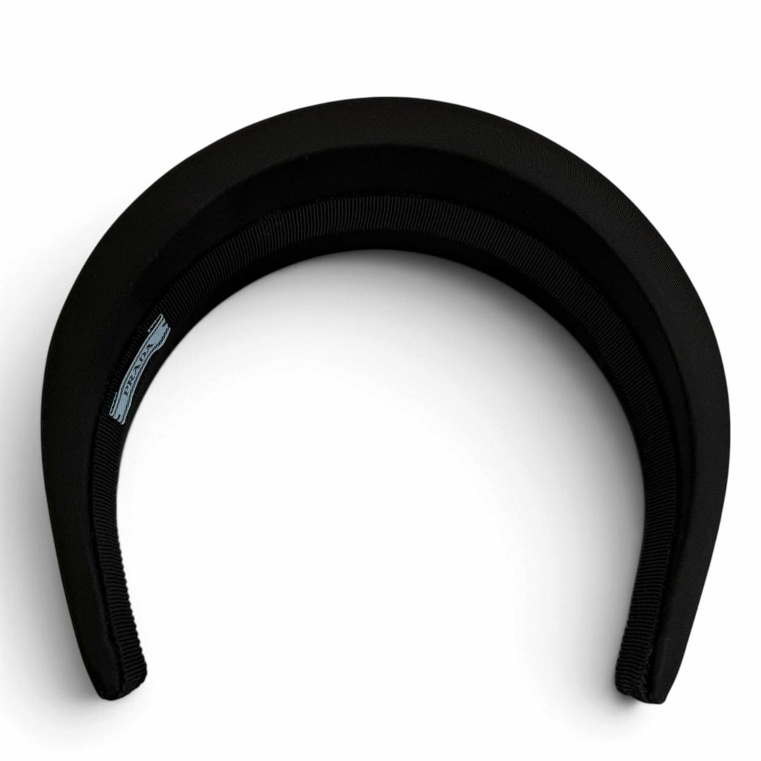 Great PRADA Katyusha Tessuto Triangle Hair Accessory with Logo black 1IH016