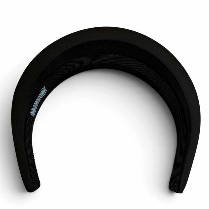 Great PRADA Katyusha Tessuto Triangle Hair Accessory with Logo black 1IH016
