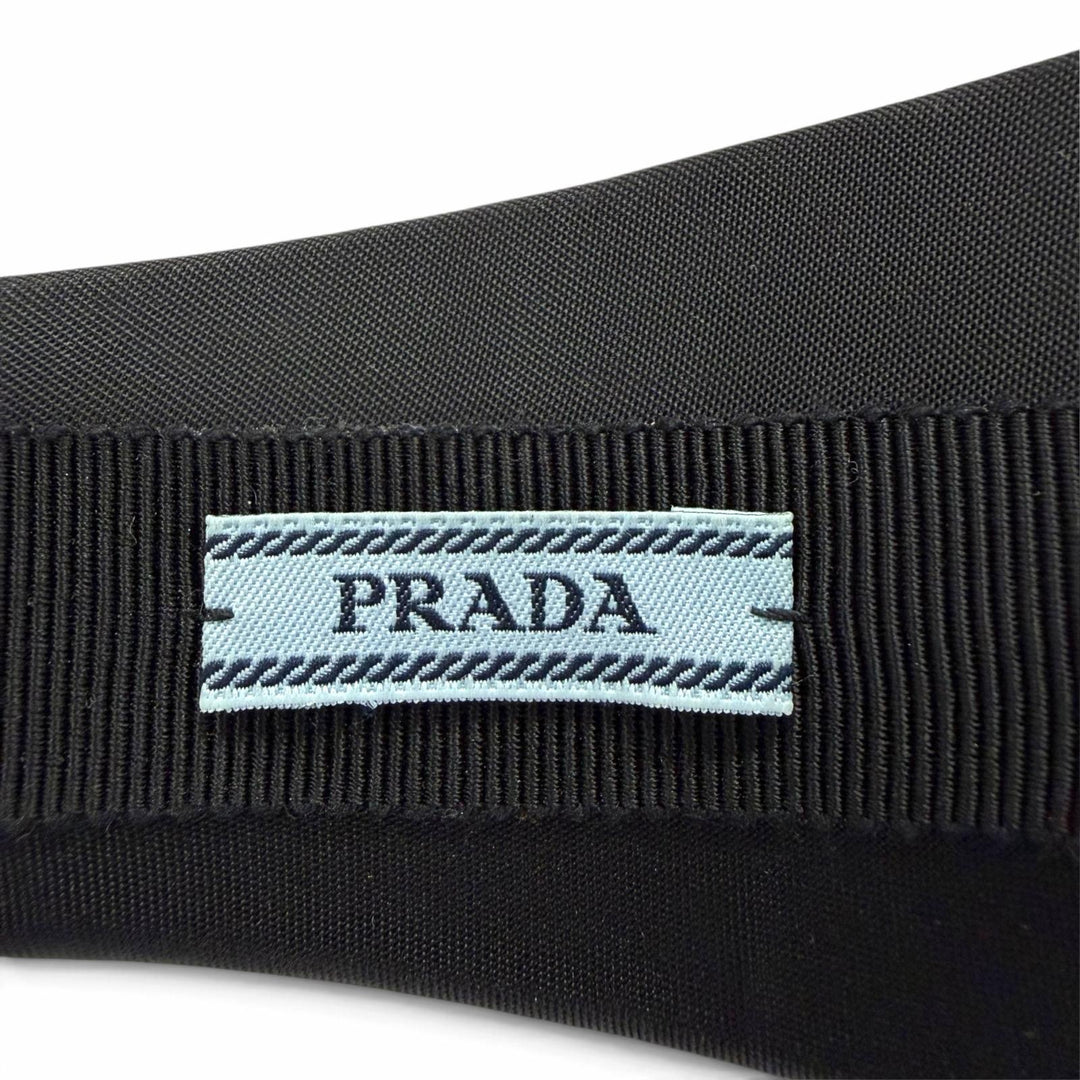 Great PRADA Katyusha Tessuto Triangle Hair Accessory with Logo black 1IH016