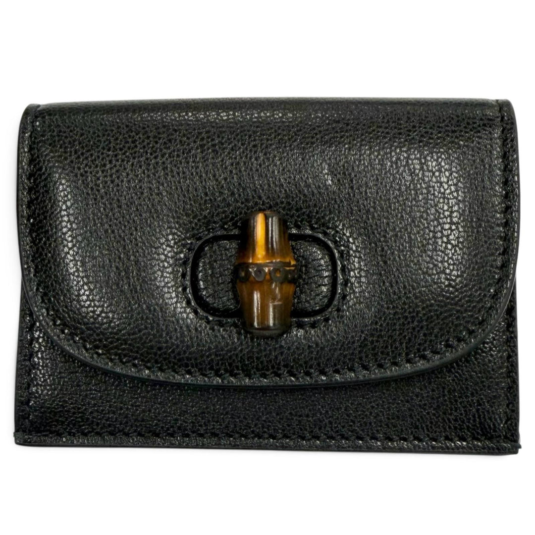Pristine GUCCI Card Case Current model business card holder with bamboo A0020R