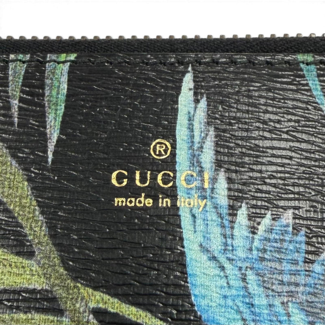 Excellent GUCCI Clutch bag Tropical print pouch/business bag leather 431270