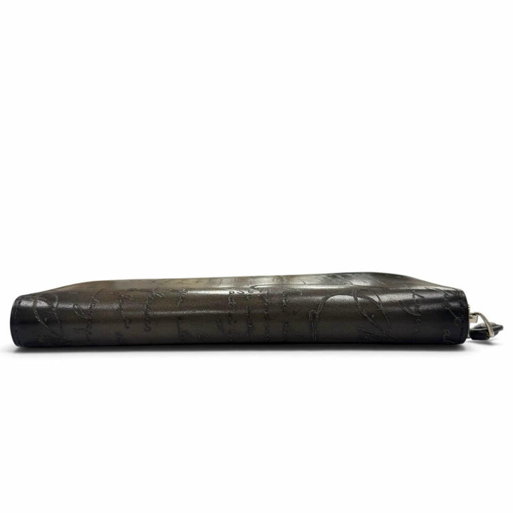 Excellent BERLUTI Purse Itauba Calligraphy Round Zip Long Wallet Black series