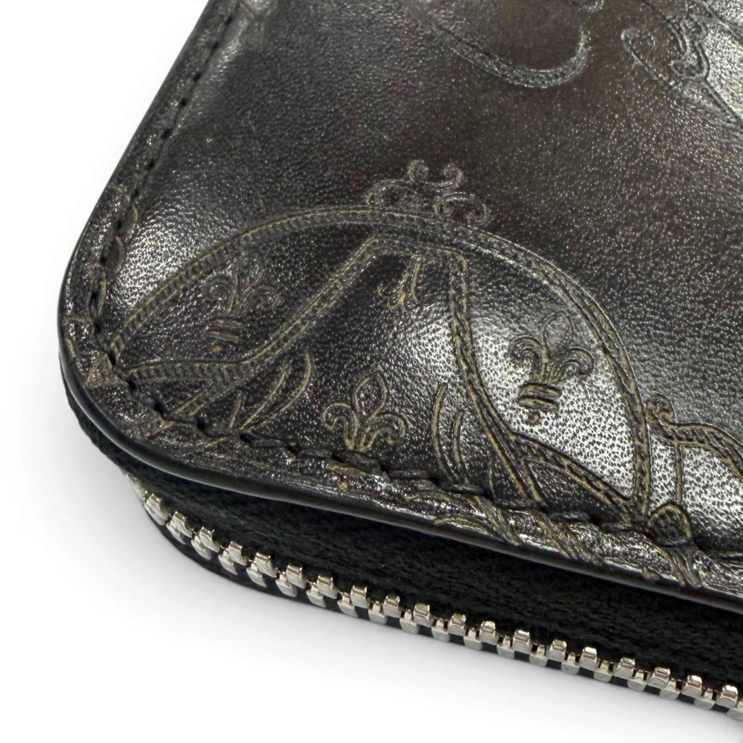 Excellent BERLUTI Purse Itauba Calligraphy Round Zip Long Wallet Black series