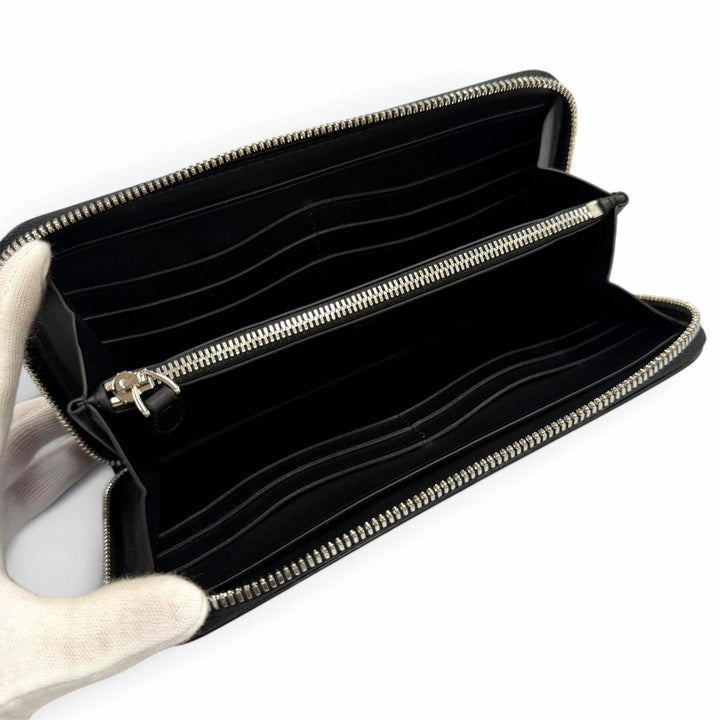 Excellent BERLUTI Purse Itauba Calligraphy Round Zip Long Wallet Black series