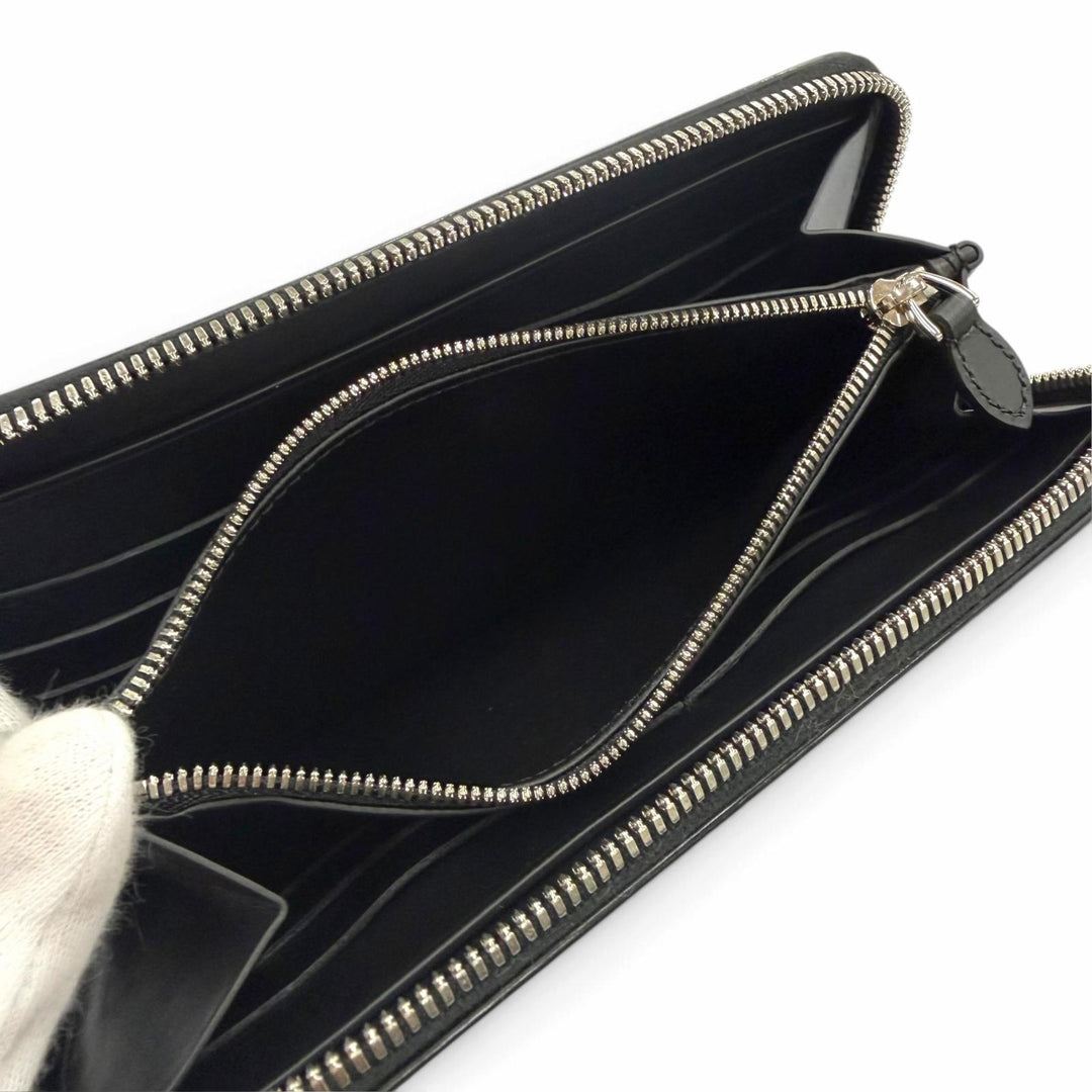 Excellent BERLUTI Purse Itauba Calligraphy Round Zip Long Wallet Black series