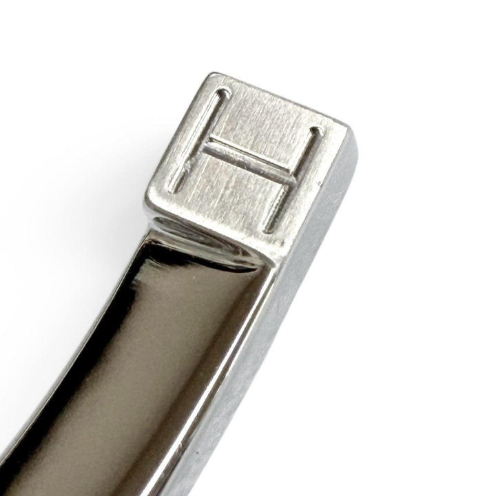 Excellent HERMES Money clip H Logo Horseshoe Bill Clip Wallet Silver metal mens