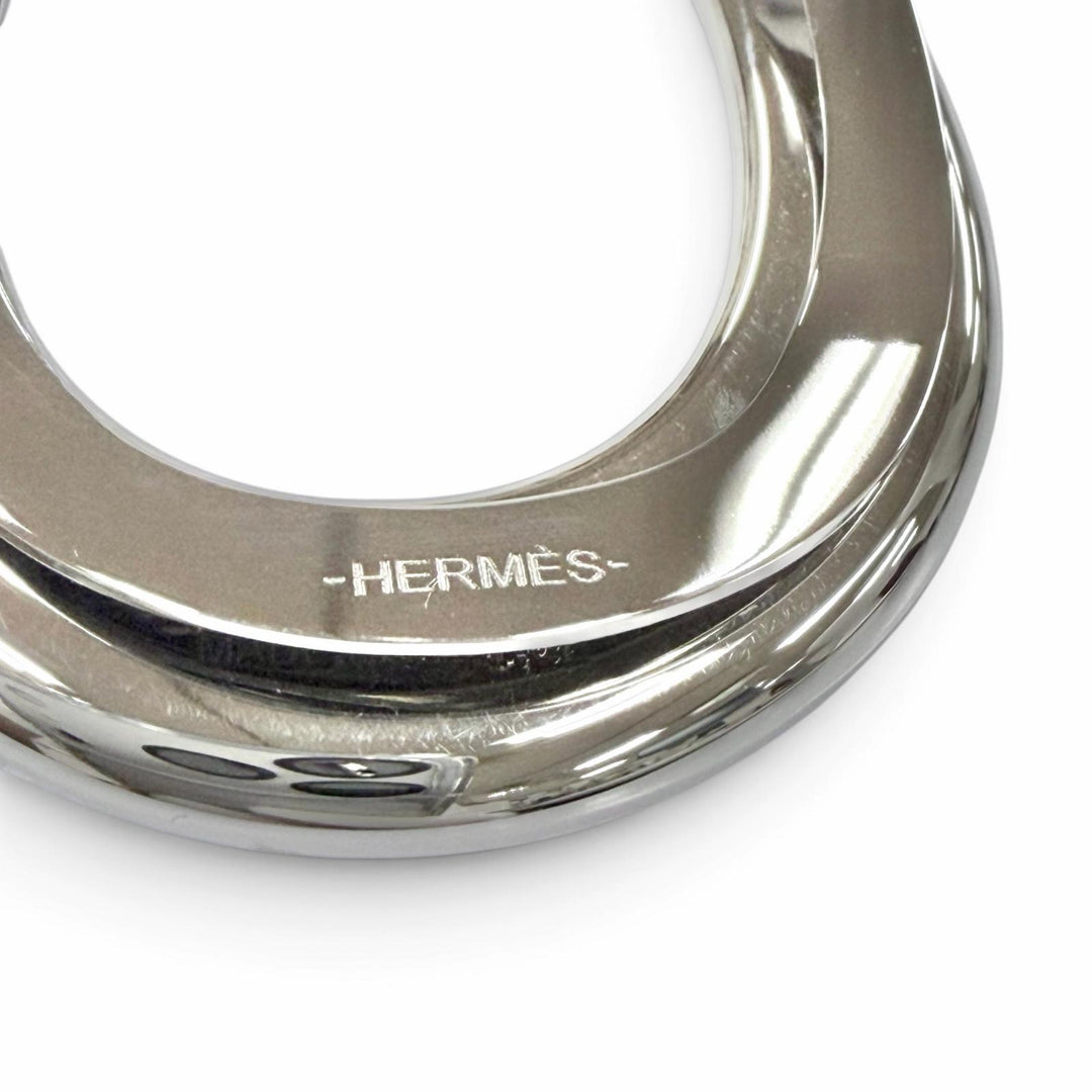 Excellent HERMES Money clip H Logo Horseshoe Bill Clip Wallet Silver metal mens