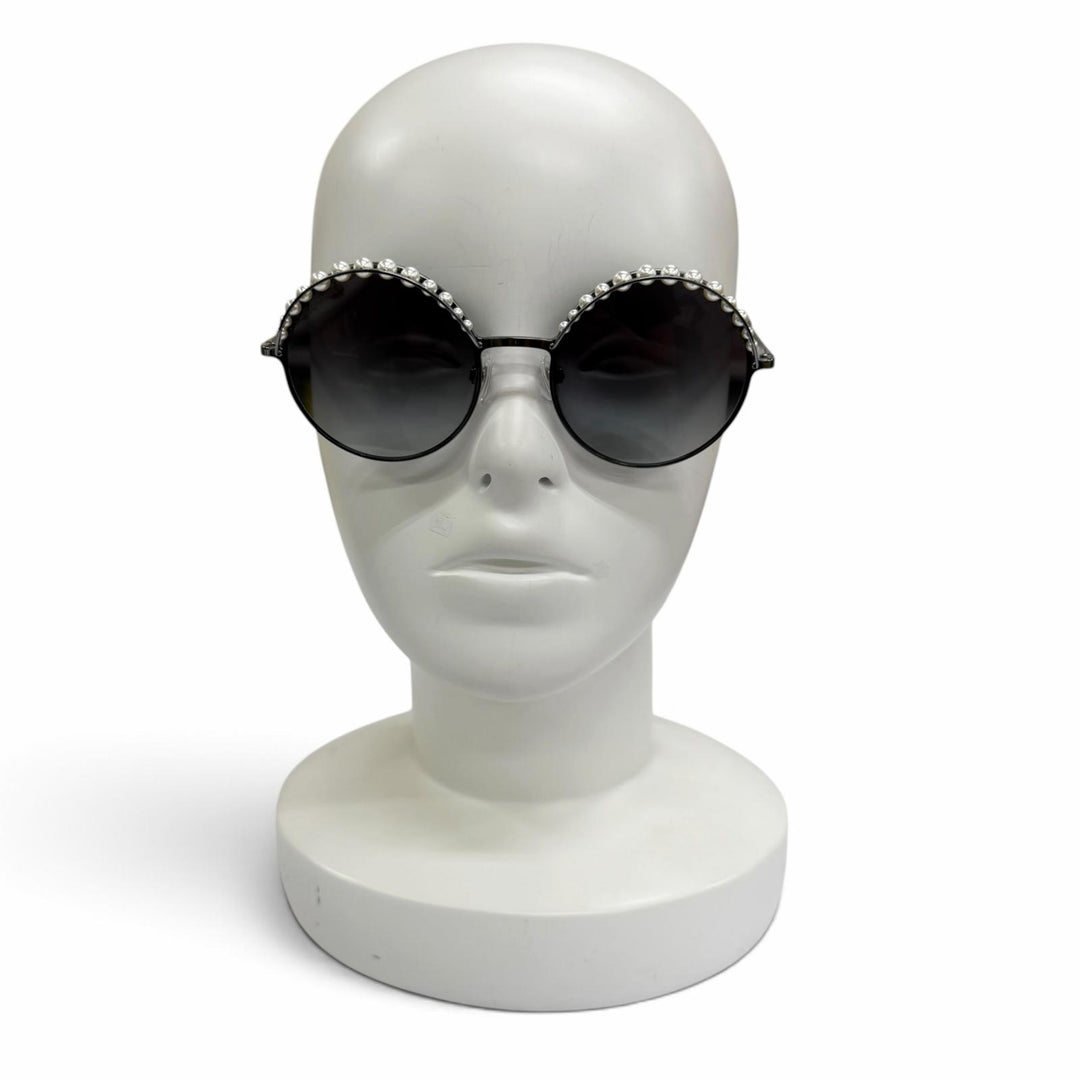 Excellent CHANEL sunglasses COCO Mark Eco Pearl Cancer metallic Women 4234-H