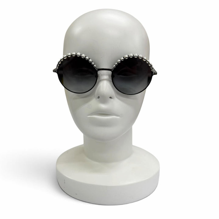 Excellent CHANEL sunglasses COCO Mark Eco Pearl Cancer metallic Women 4234-H
