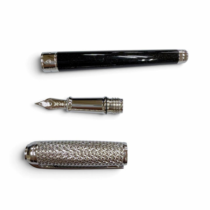 Excellent Dupont fountain pen Line D Firehead Silver lacquer mens