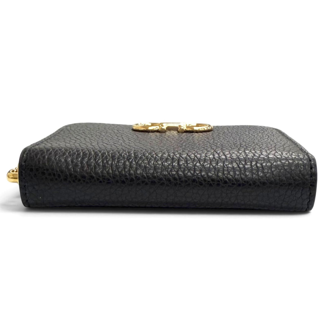 Pristine FERRAGAMO Gancini Zip Around Leather Coin Case Compact Wallet 220406