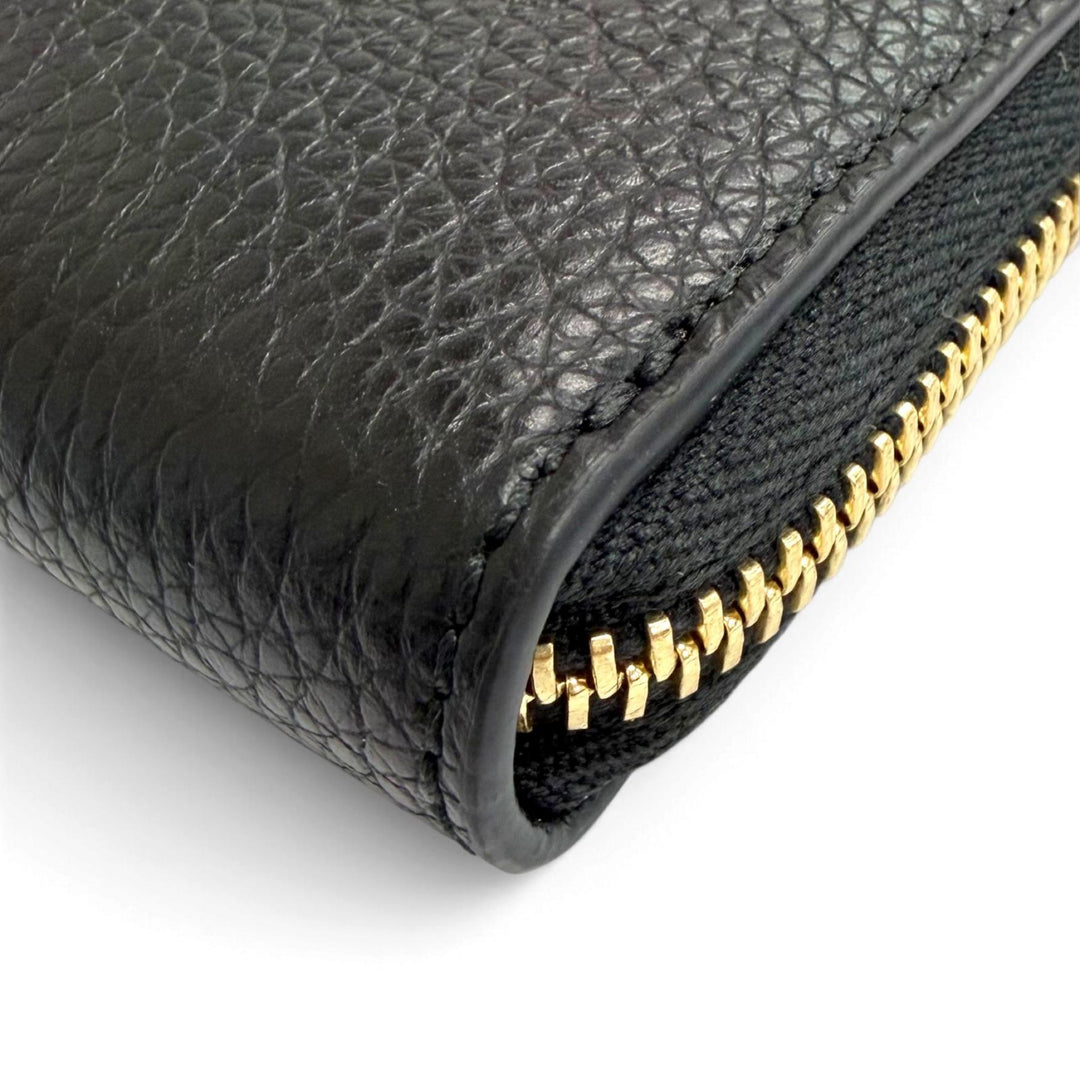 Pristine FERRAGAMO Gancini Zip Around Leather Coin Case Compact Wallet 220406