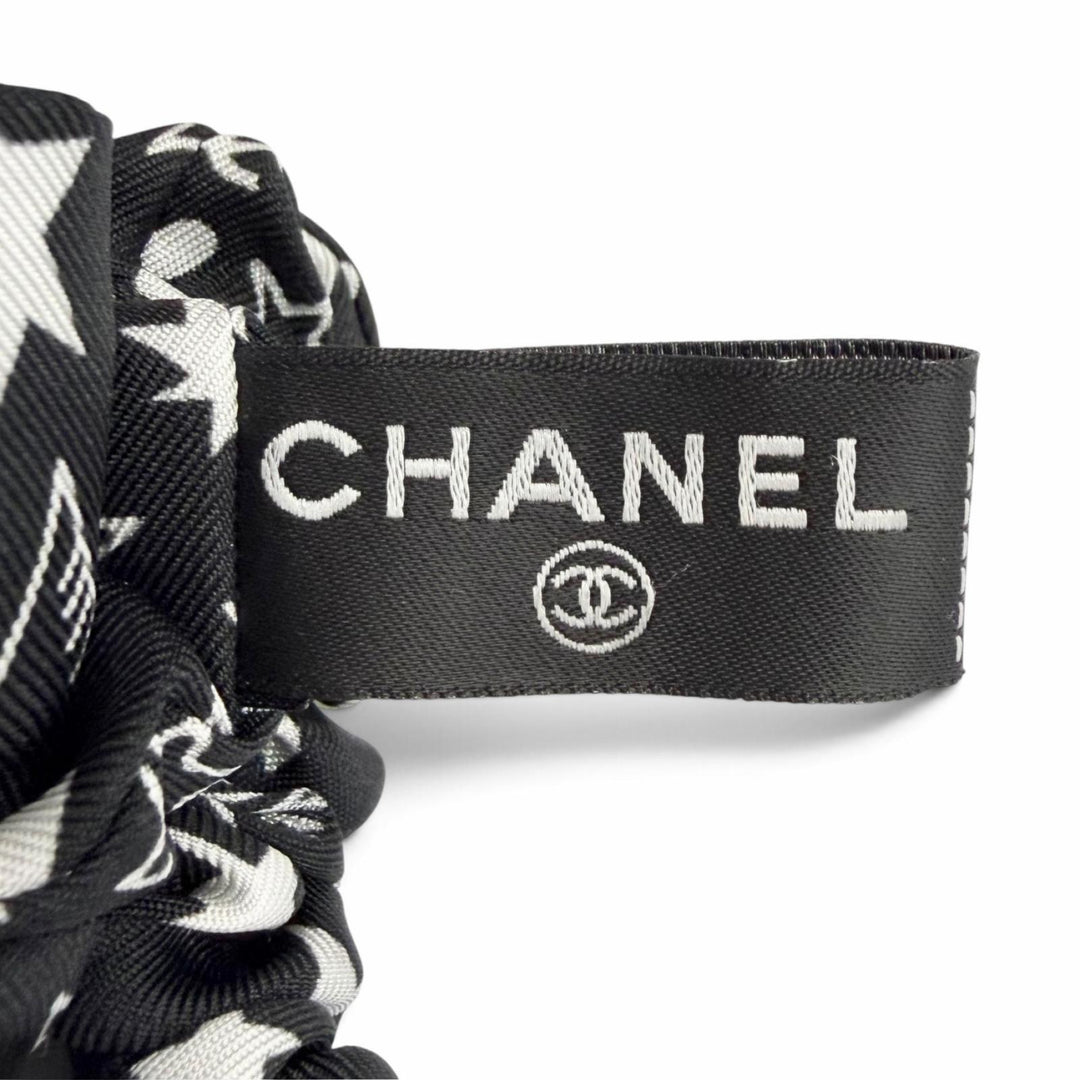 Excellent CHANEL Shush COCO Mark Logo Star Ribbon black silk Women AAA746