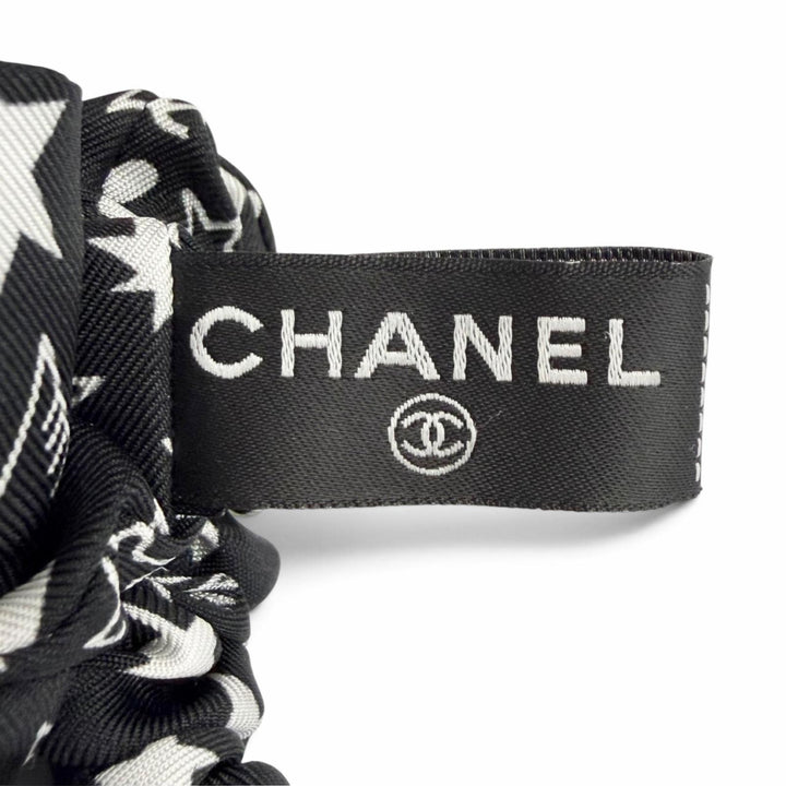 Excellent CHANEL Shush COCO Mark Logo Star Ribbon black silk Women AAA746