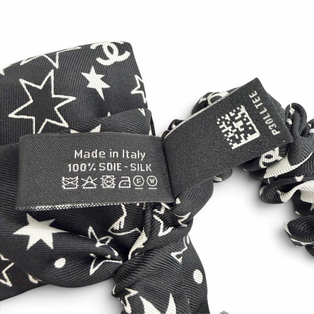 Excellent CHANEL Shush COCO Mark Logo Star Ribbon black silk Women AAA746