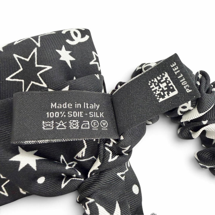 Excellent CHANEL Shush COCO Mark Logo Star Ribbon black silk Women AAA746