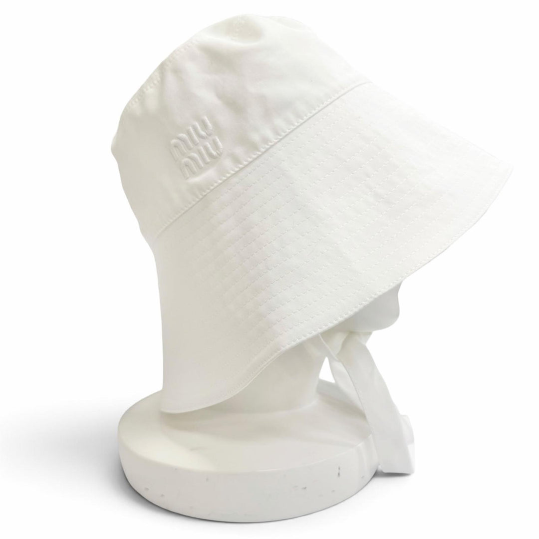 Excellent MIUMIU Wide-brimmed poplin bucket hat Current product white S 5HC524