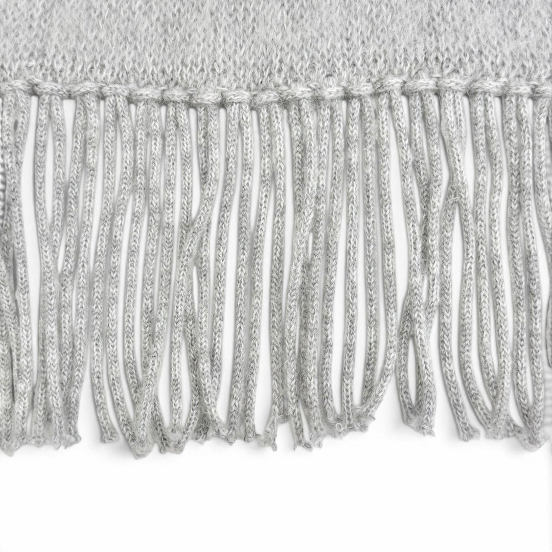 Great MIUMIU Scarf Logo Fringe Long gray mohair Women 5FS062