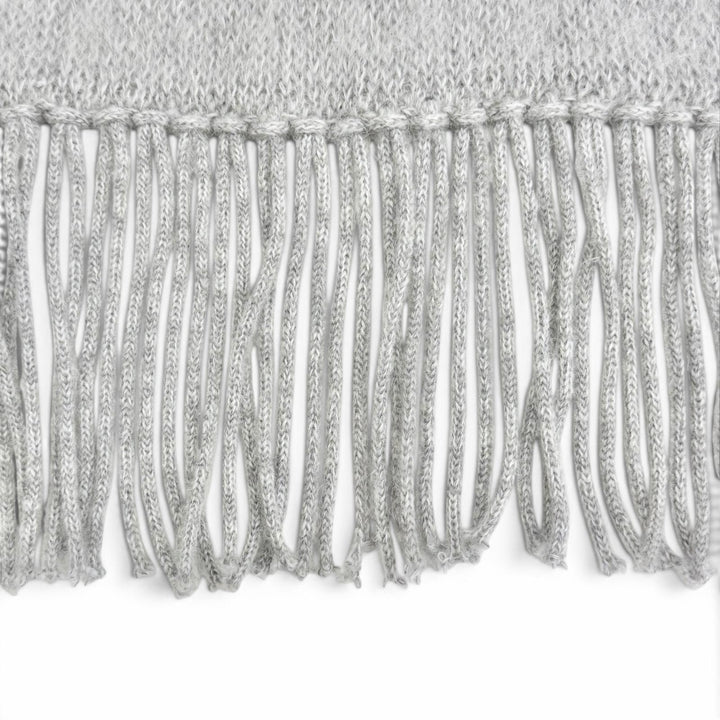 Great MIUMIU Scarf Logo Fringe Long gray mohair Women 5FS062