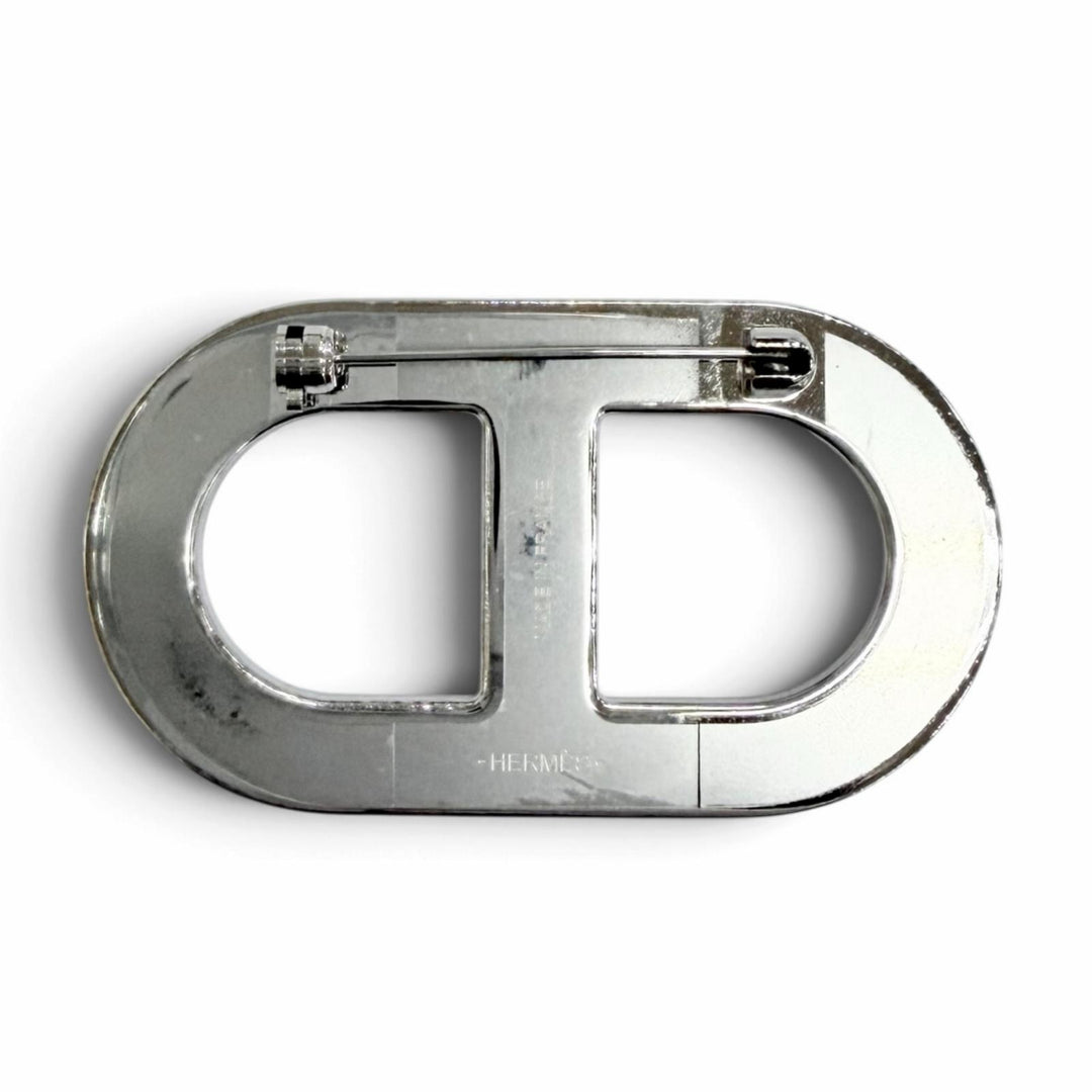 Great HERMES Brooch Chaine d'Ancre Brooch black leather Women
