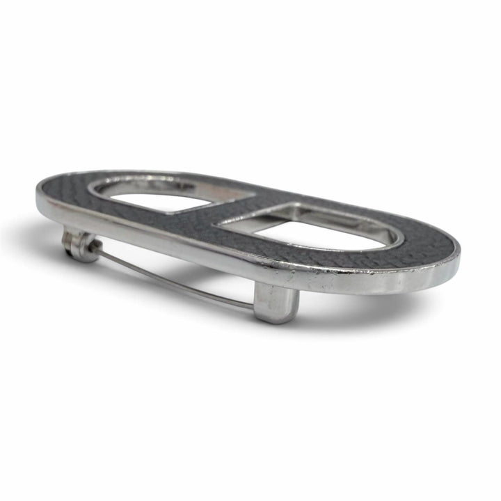 Great HERMES Brooch Chaine d'Ancre Brooch black leather Women