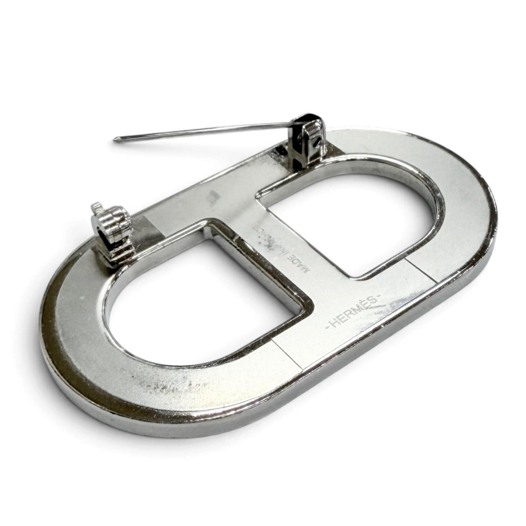 Great HERMES Brooch Chaine d'Ancre Brooch black leather Women