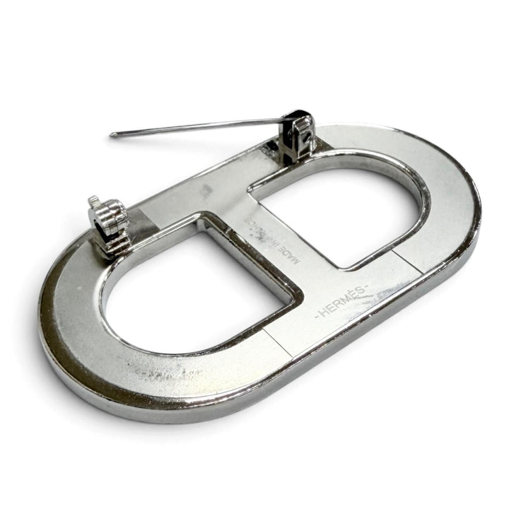Great HERMES Brooch Chaine d'Ancre Brooch black leather Women