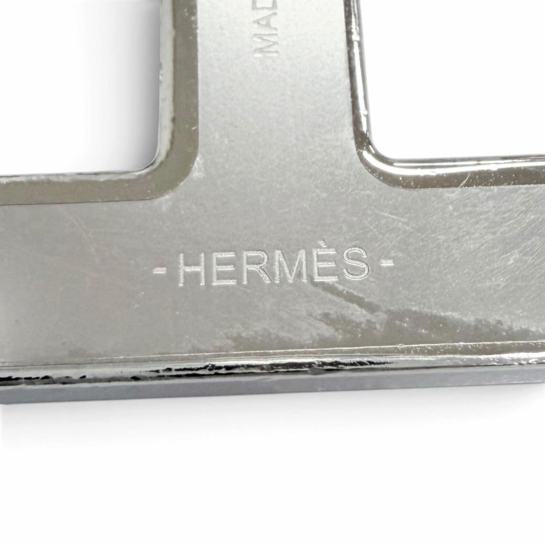 Great HERMES Brooch Chaine d'Ancre Brooch black leather Women