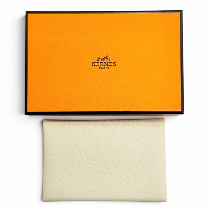 Excellent HERMES Card Case Calvi Coin case business card holder Epsom Leather
