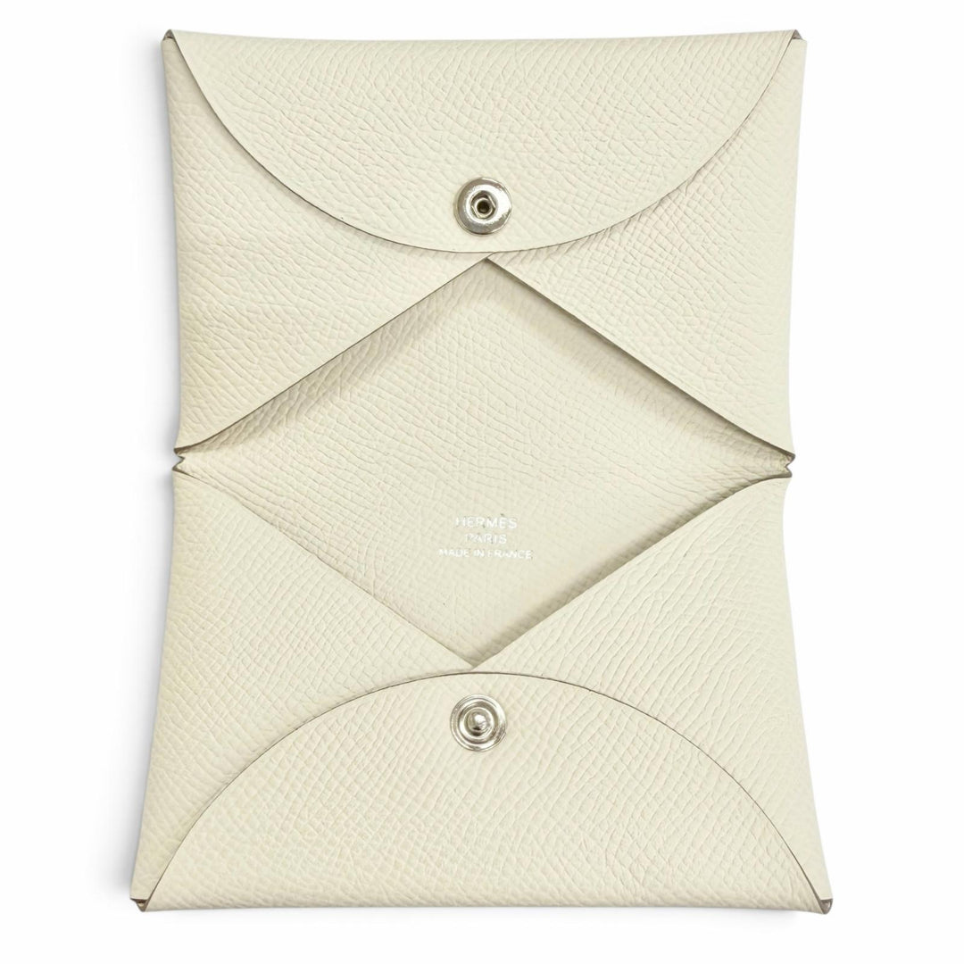 Excellent HERMES Card Case Calvi Coin case business card holder Epsom Leather