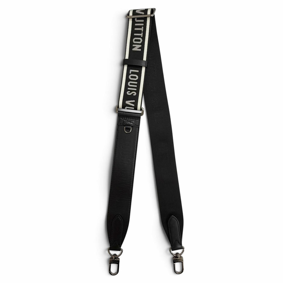 Great LOUIS VUITTON Shoulder strap logo jacquard leather black Women JO2496