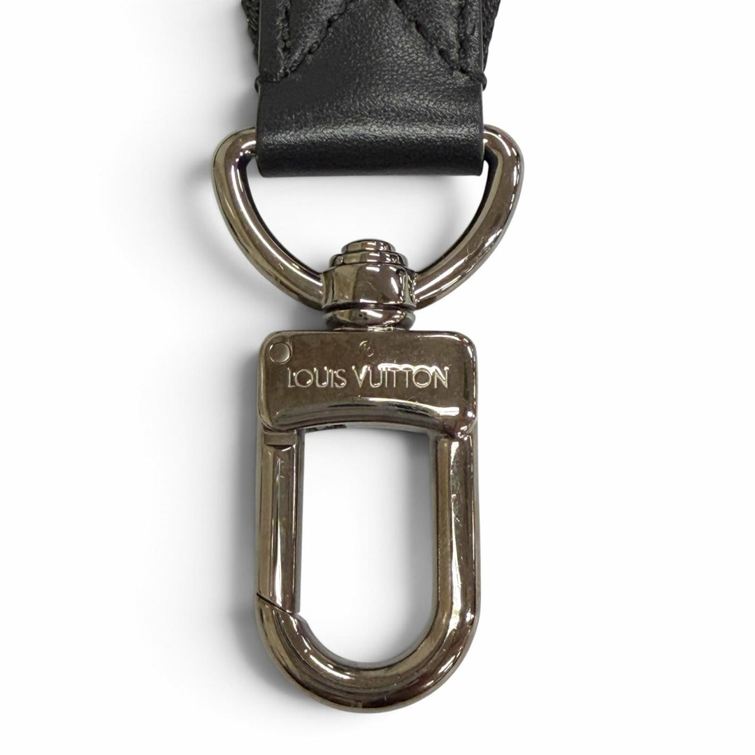 Great LOUIS VUITTON Shoulder strap logo jacquard leather black Women JO2496